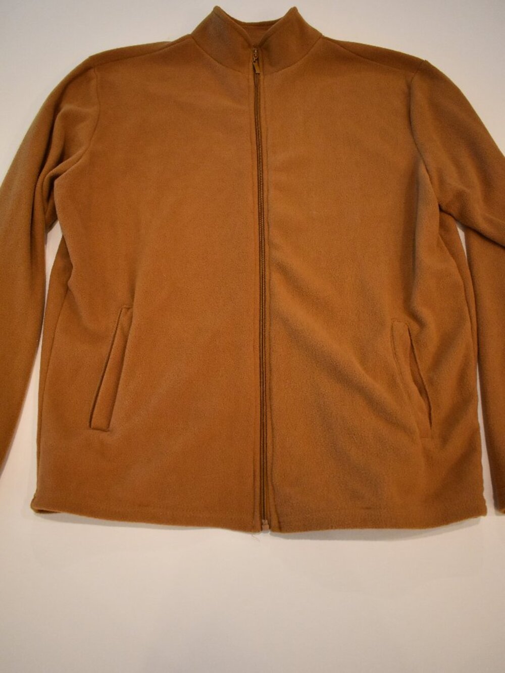 Real Essentials Women's Brown Full Zip Fleece Jacket XL Lightweight Soft Warm